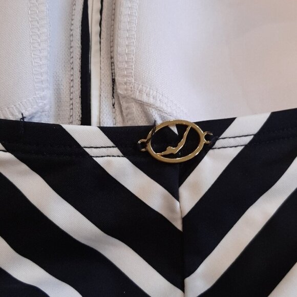 JANTZEN One Piece Swimsuit Striped Halter Keyhole Slimming Tummy Control Padded - Picture 12 of 13